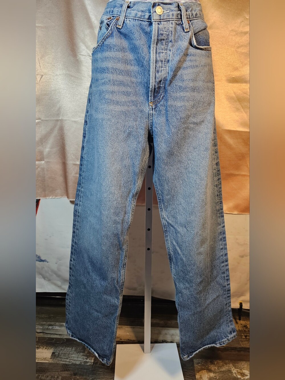 AGOLDE Fran High Rise Wide Leg Jeans Size 28 Organic Cotton Medium Wash